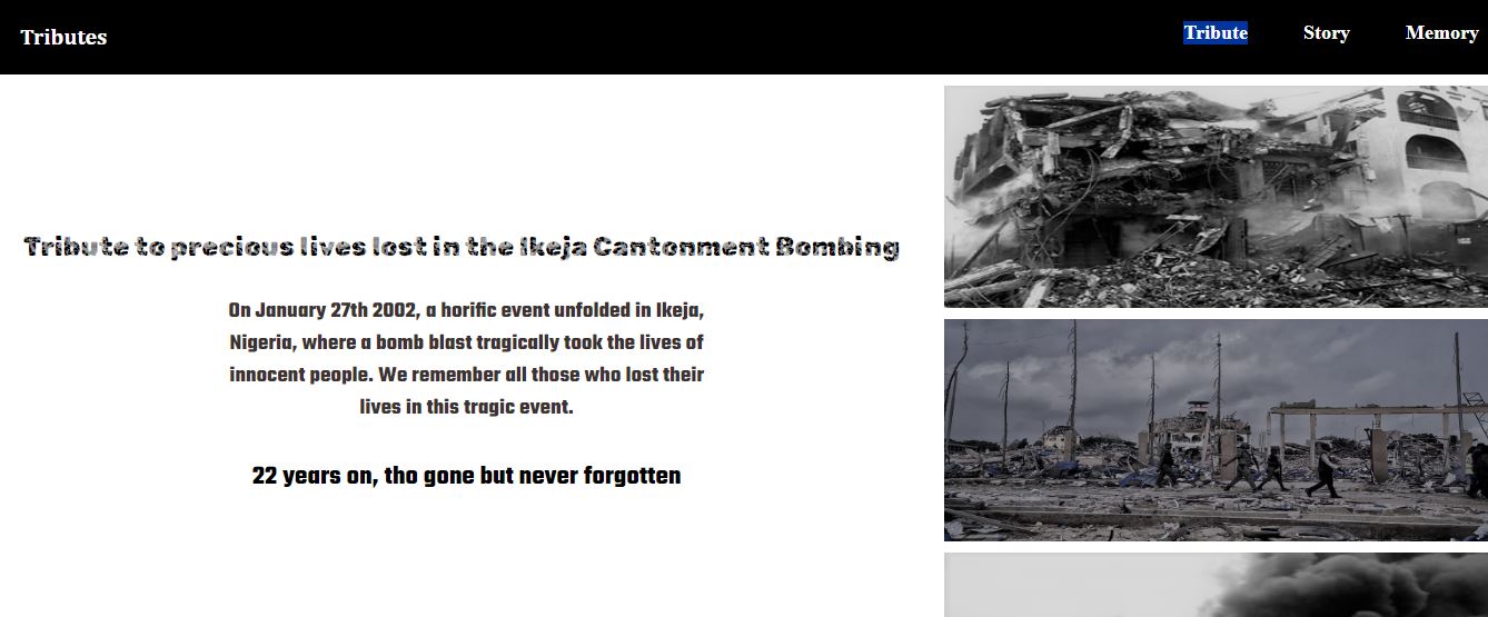 Image of Tribute page project